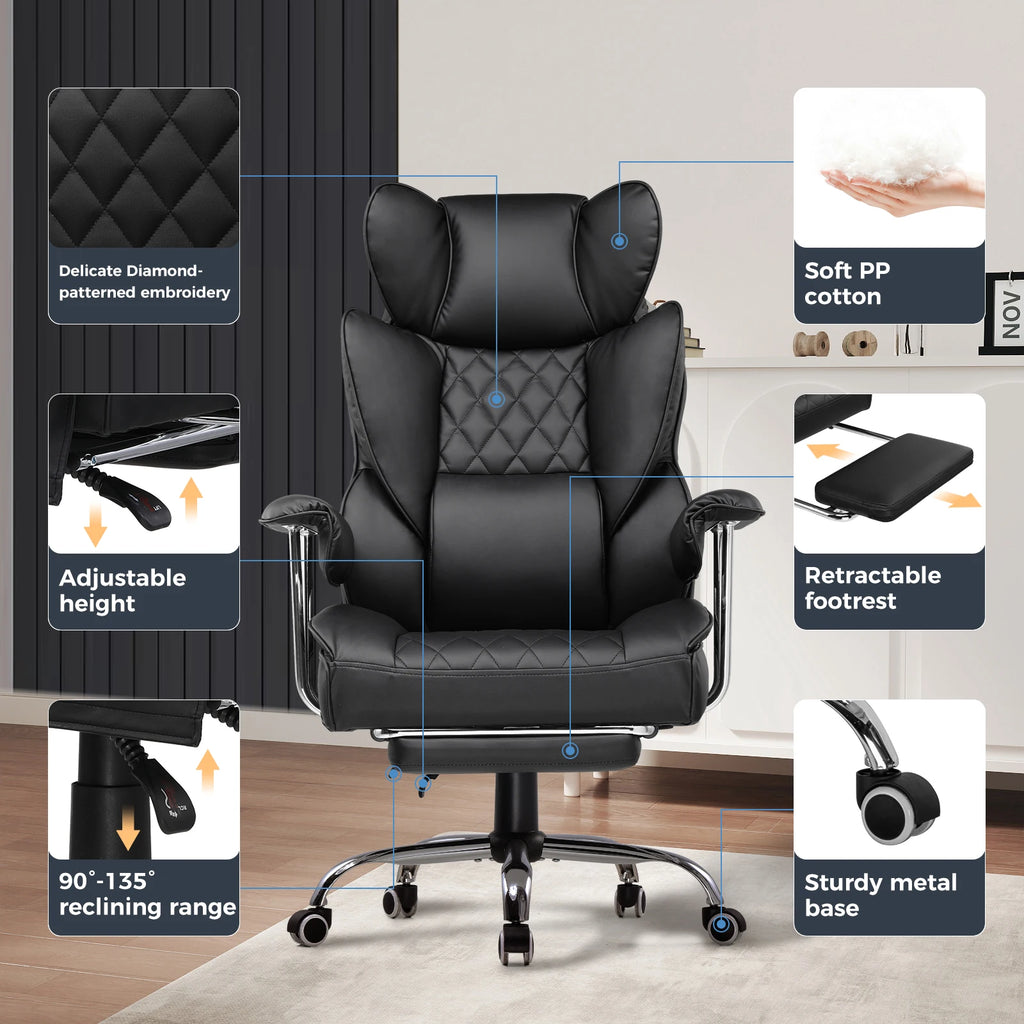 Big and Tall Gaming Chair with Pocket Spring Office Chair with Footrest