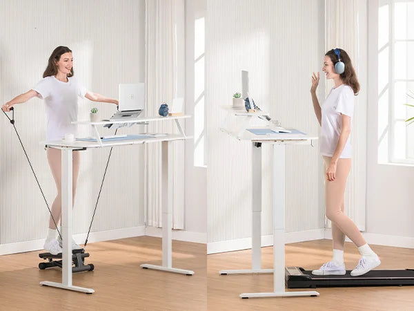Electric Standing Desk with Drawers, Home Office Computer Desk