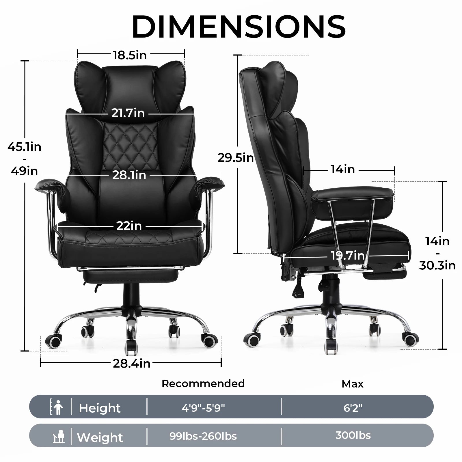 Big and Tall Gaming Chair with Pocket Spring Office Chair with Footrest