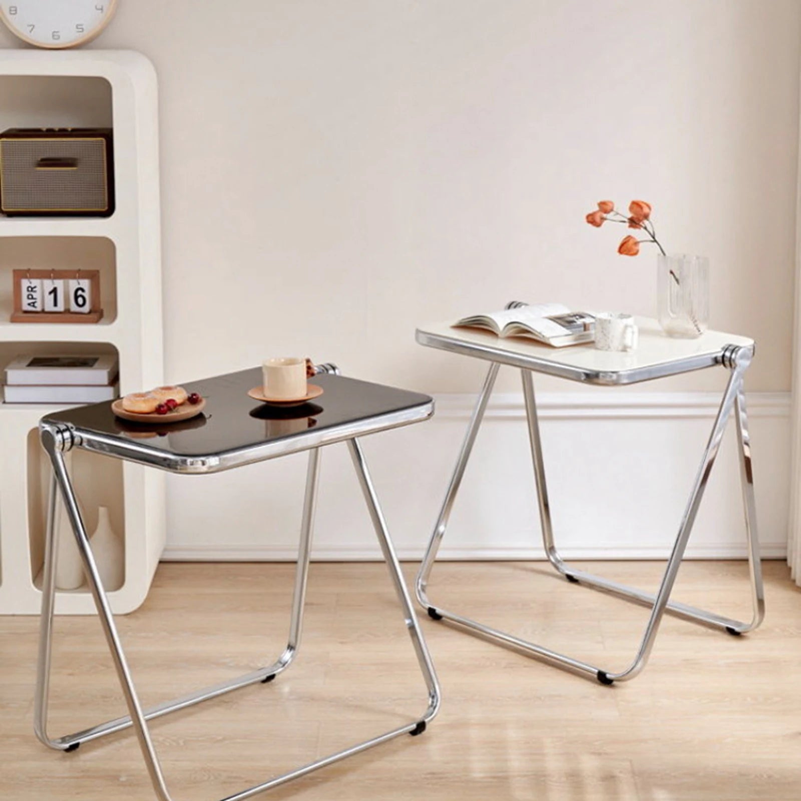 Acrylic Folding Tray Table Multipurpose Save Space Tiny Side Table  Dinner Tray Table for Home Dorm Apartment Office Bedroom