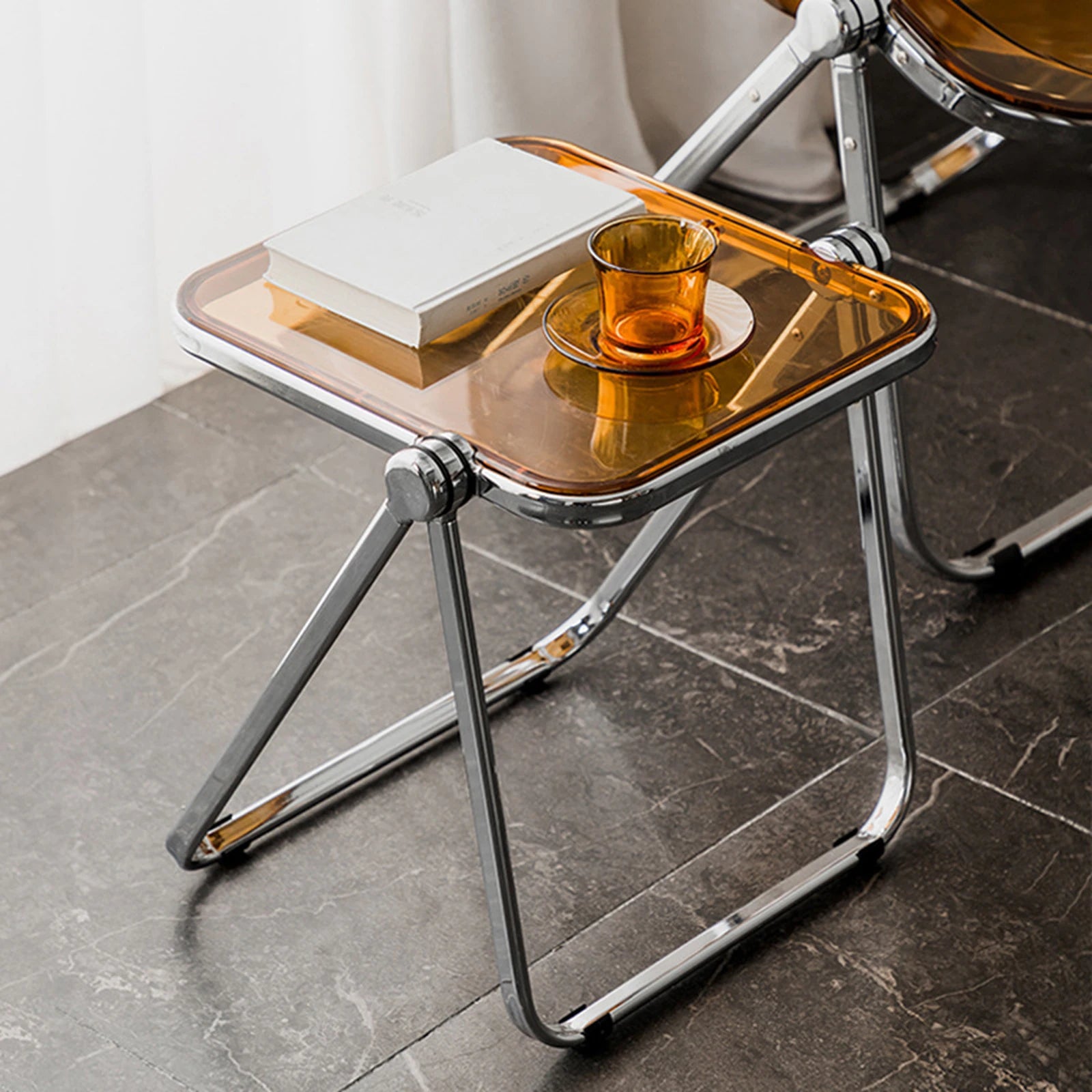Acrylic Folding Tray Table Multipurpose Save Space Tiny Side Table  Dinner Tray Table for Home Dorm Apartment Office Bedroom