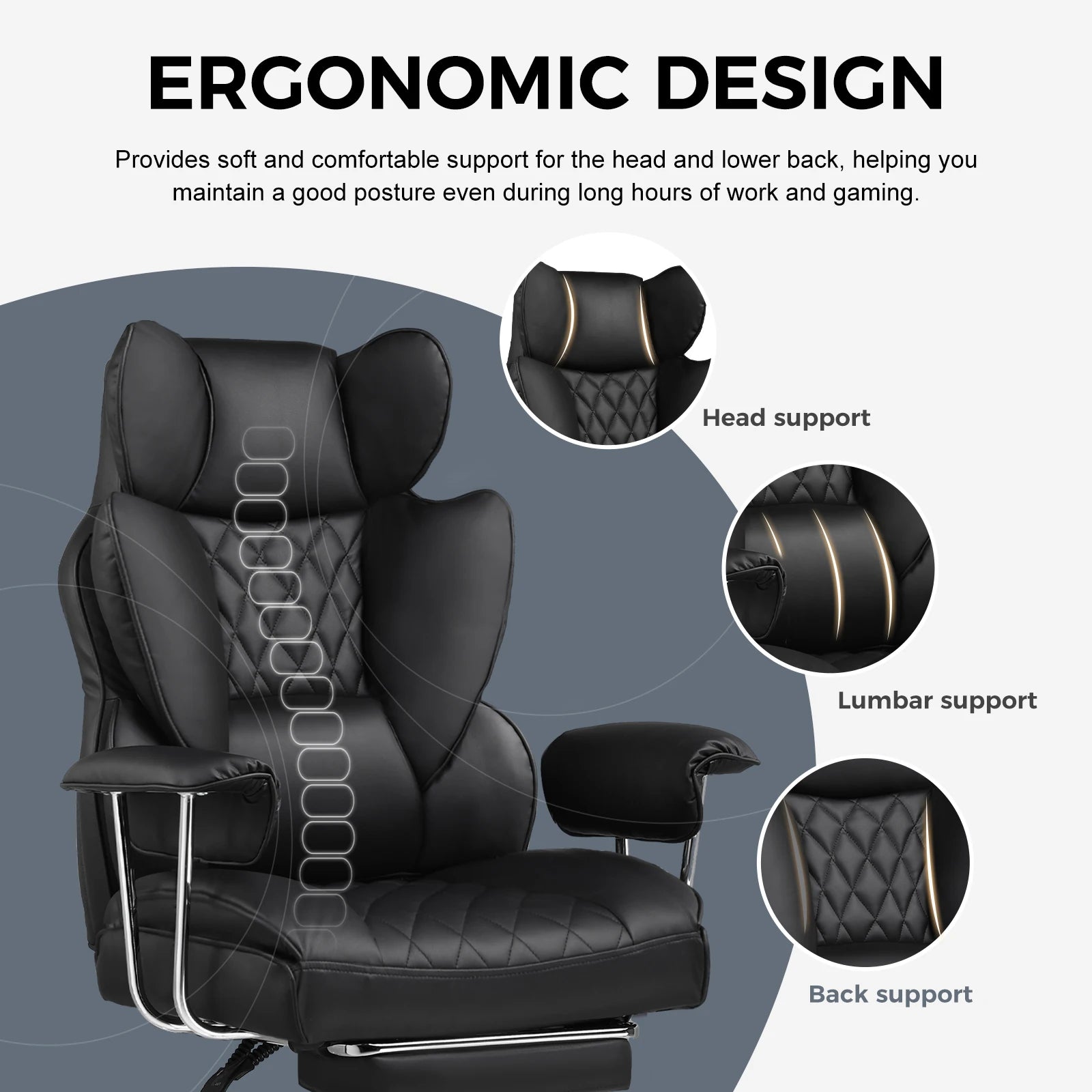 Big and Tall Gaming Chair with Pocket Spring Office Chair with Footrest