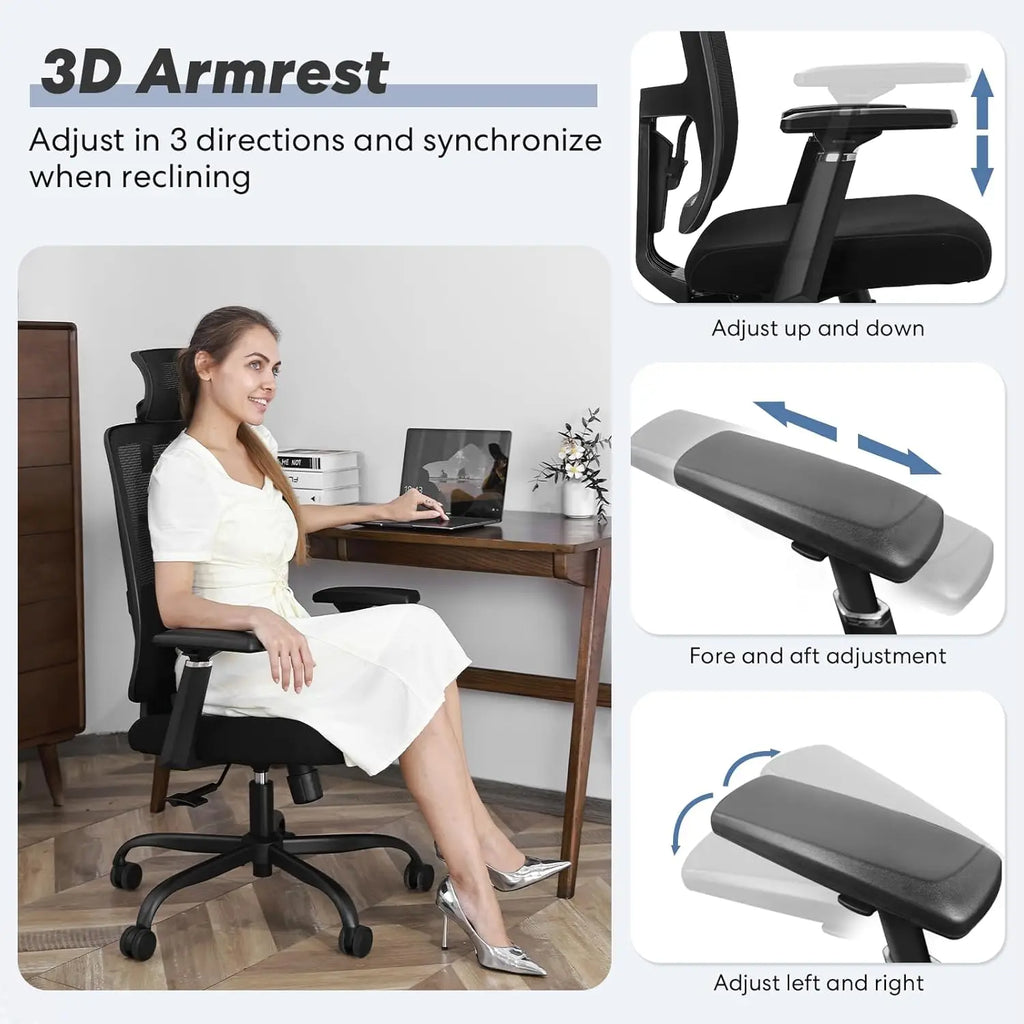 Lumbar Support Office Chair 120°Tilt  with Soft Flip Up Arms