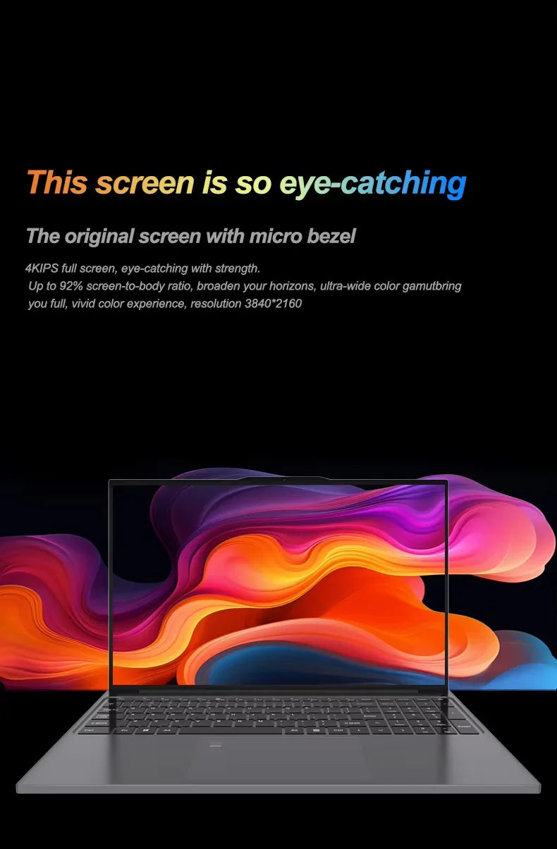 15.6" Ultra Slim Intel Core Computer Notebook PC Fingerprint Unlock Gaming