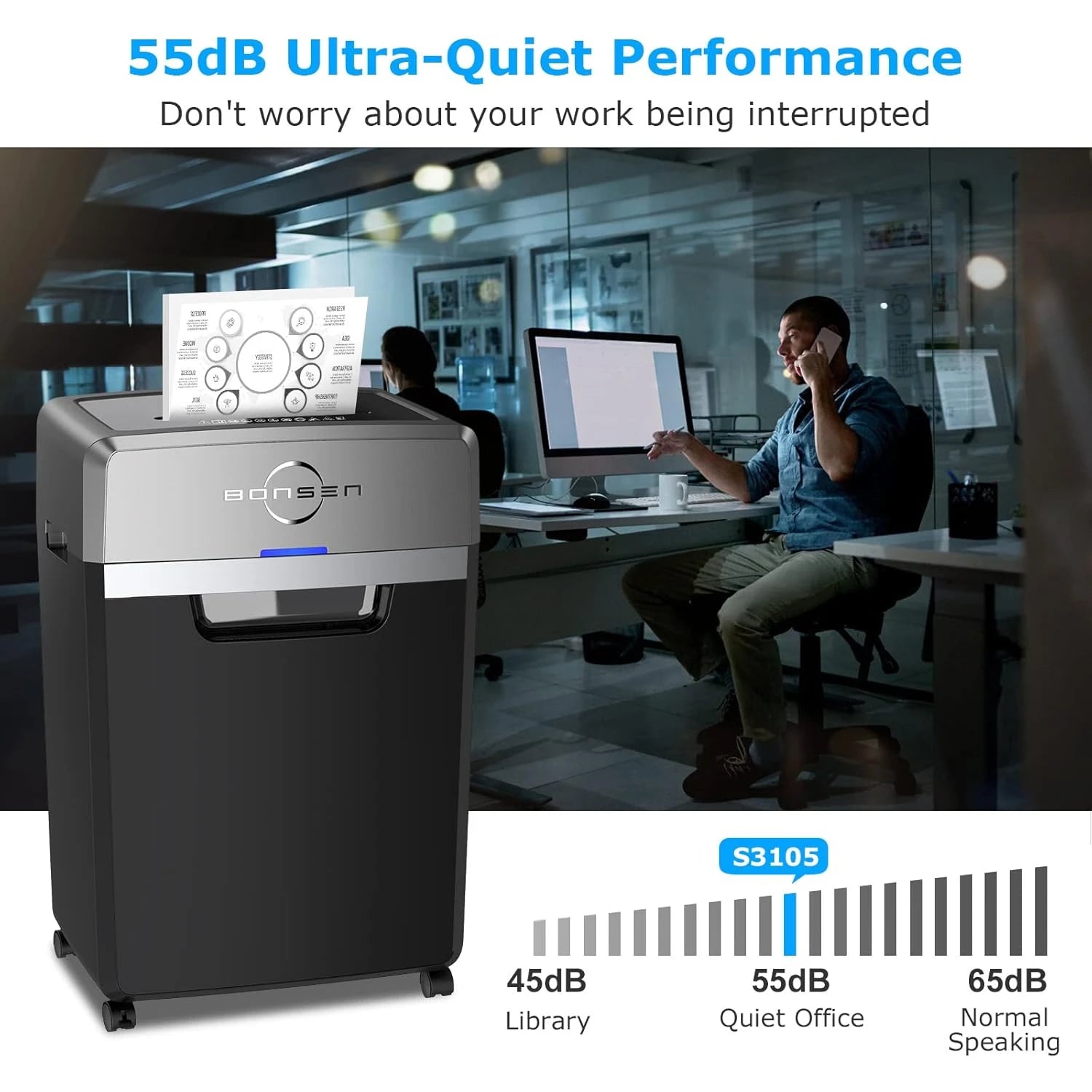 Heavy Duty Paper Shredder,  Commercial Shredder for Office and Quiet
