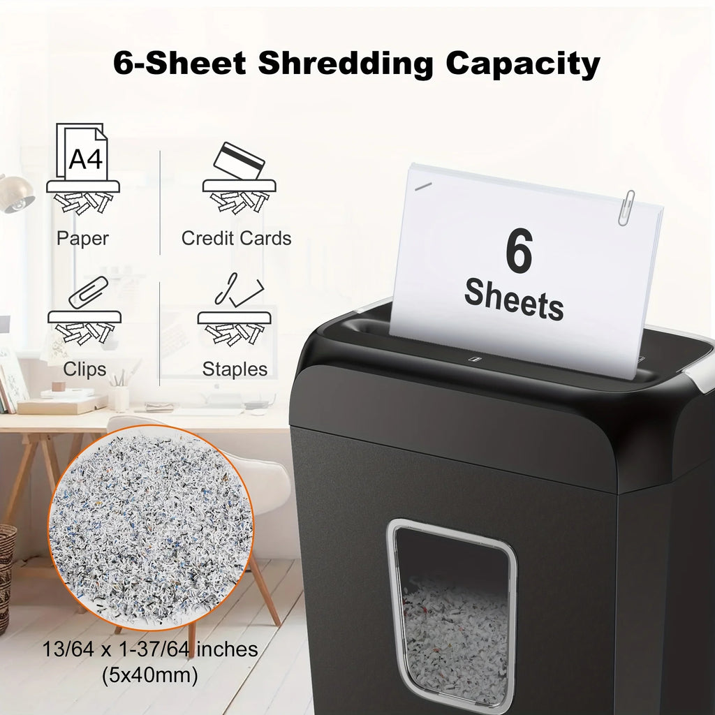 Paper Shredder with 3.4-Gallon Wastebasket for Home Office