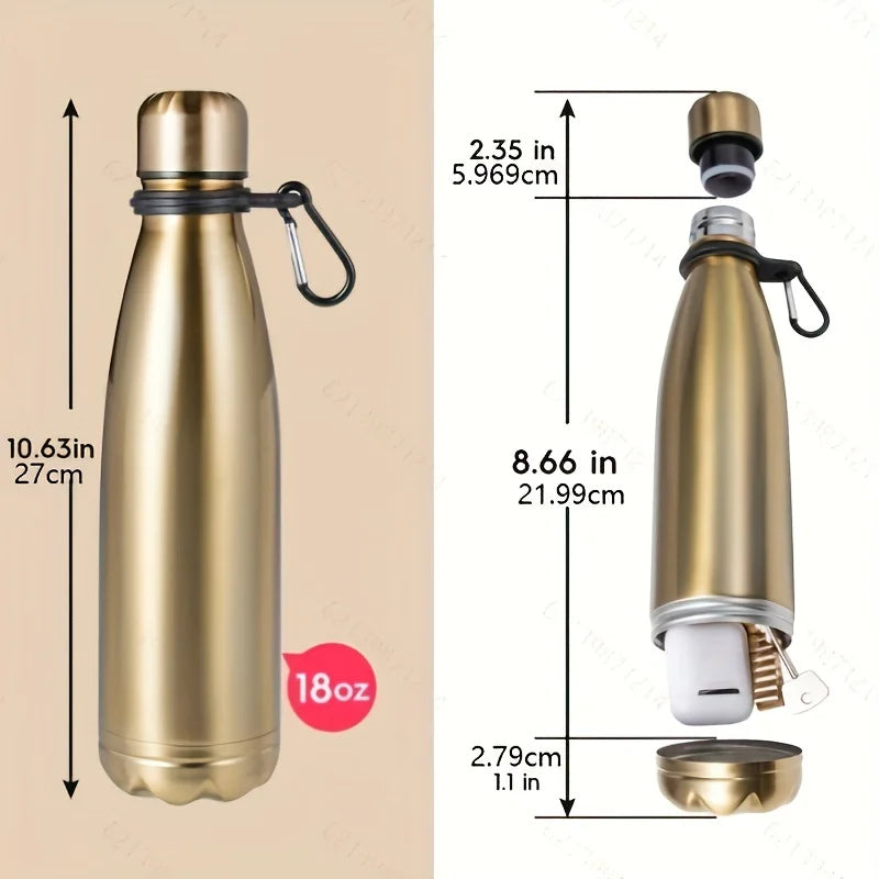 Water Bottle Stainless Steel Diversion Safe for Keys Cash and Valuables