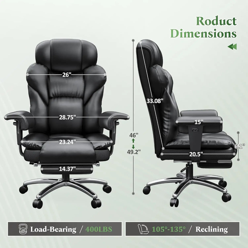 Office Chair with High Back, Big and Tall  with Foot Rest & Arms,