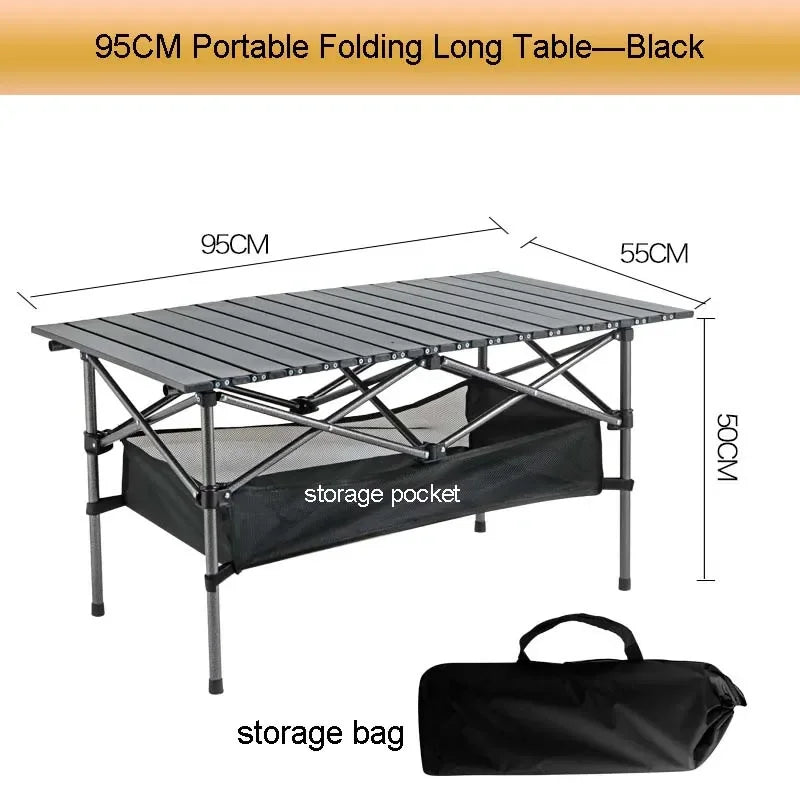 Portable Folding Table Camping Table Outdoor With Net Bag Black Camping Desk