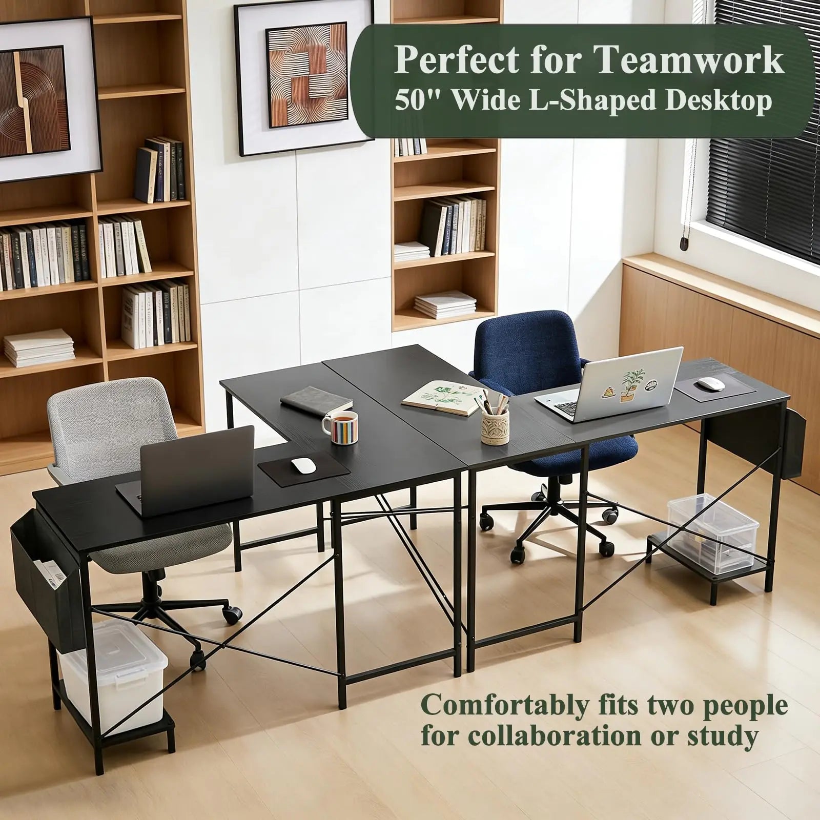 50" L Shaped Desk Reversible  Office Gaming Workstation