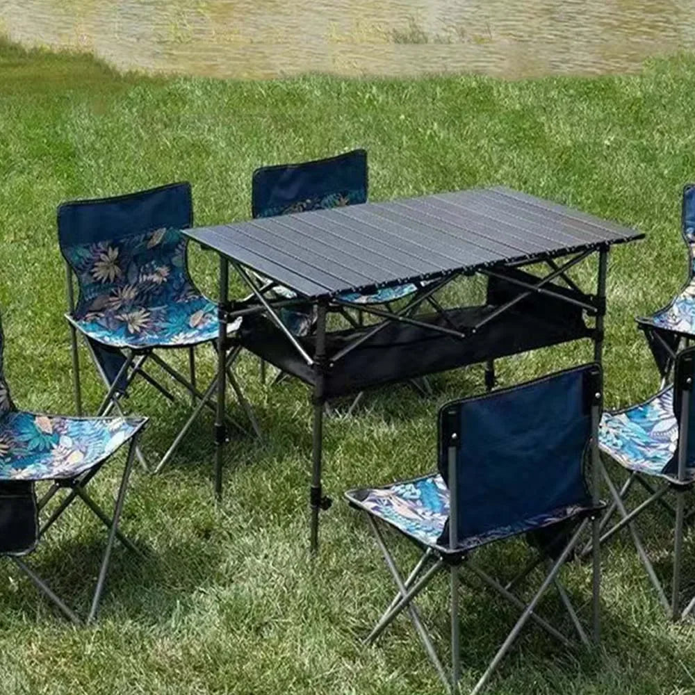 Portable Folding Table Camping Table Outdoor With Net Bag Black Camping Desk
