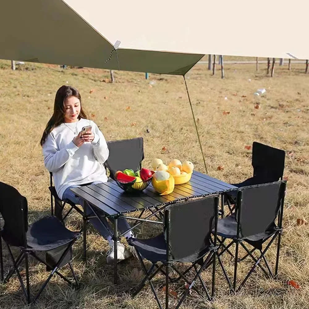 Portable Folding Table Camping Table Outdoor With Net Bag Black Camping Desk
