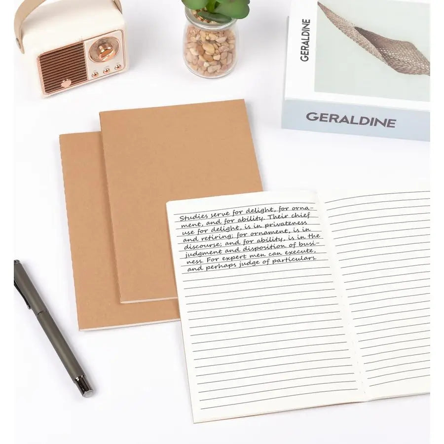 Pack A5 Ruled Lined Kraft Notebooks Bulk, Journaling Notebooks,
