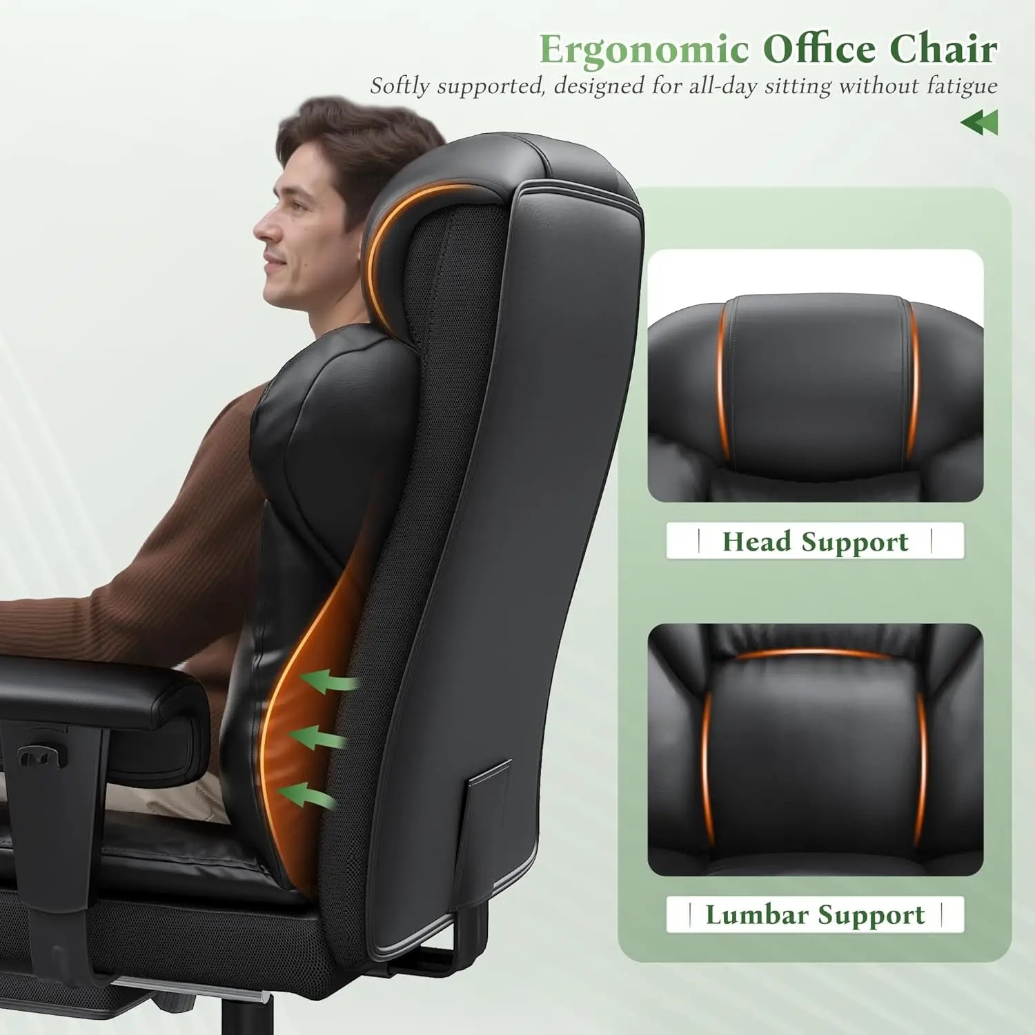 Office Chair with High Back, Big and Tall  with Foot Rest & Arms,