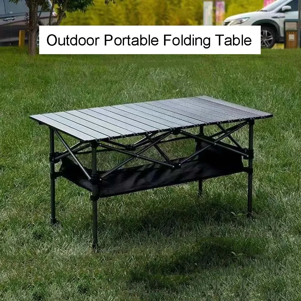 Portable Folding Table Camping Table Outdoor With Net Bag Black Camping Desk