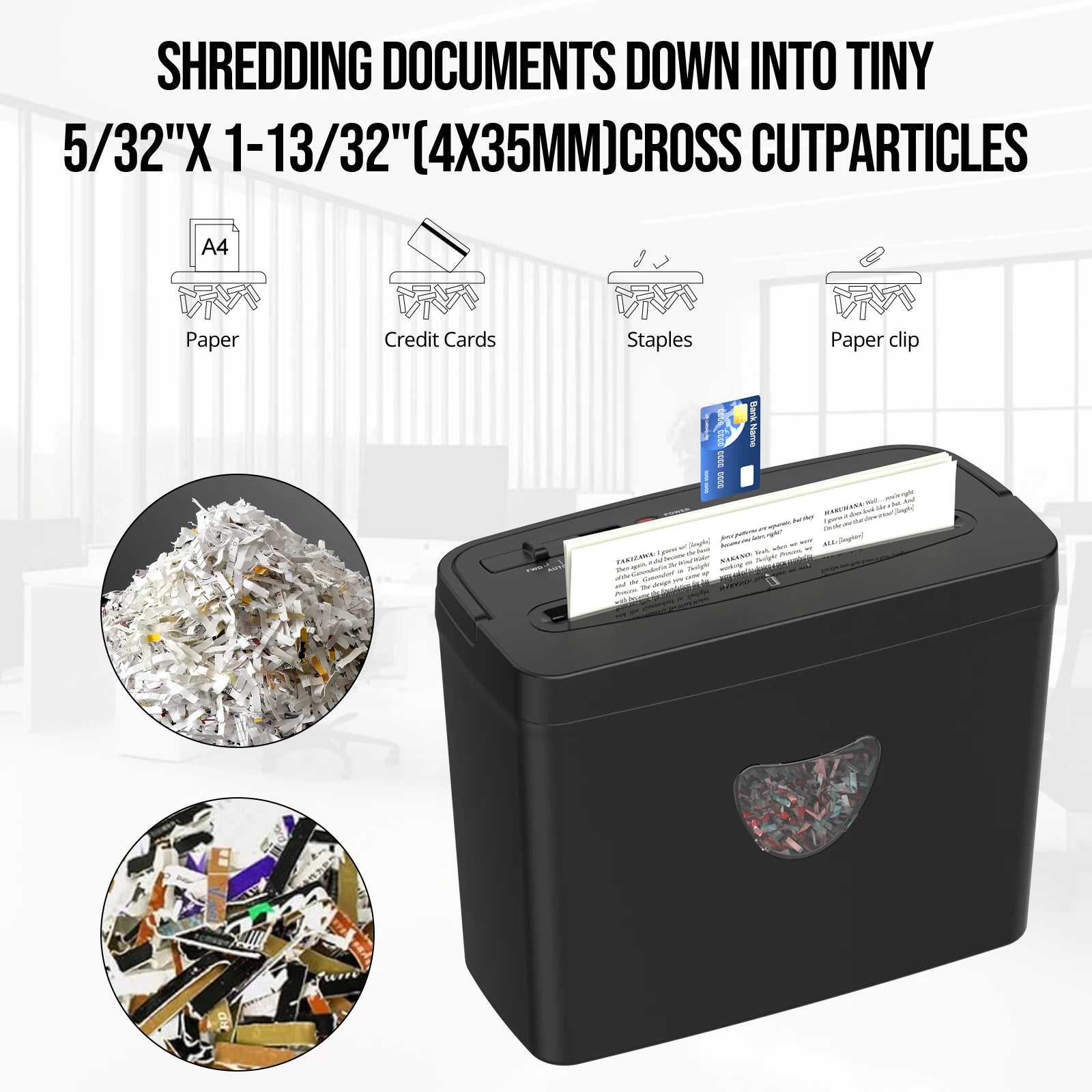 5-Sheet Cross Cut Jam Proof  Paper Shredder for Home Office,