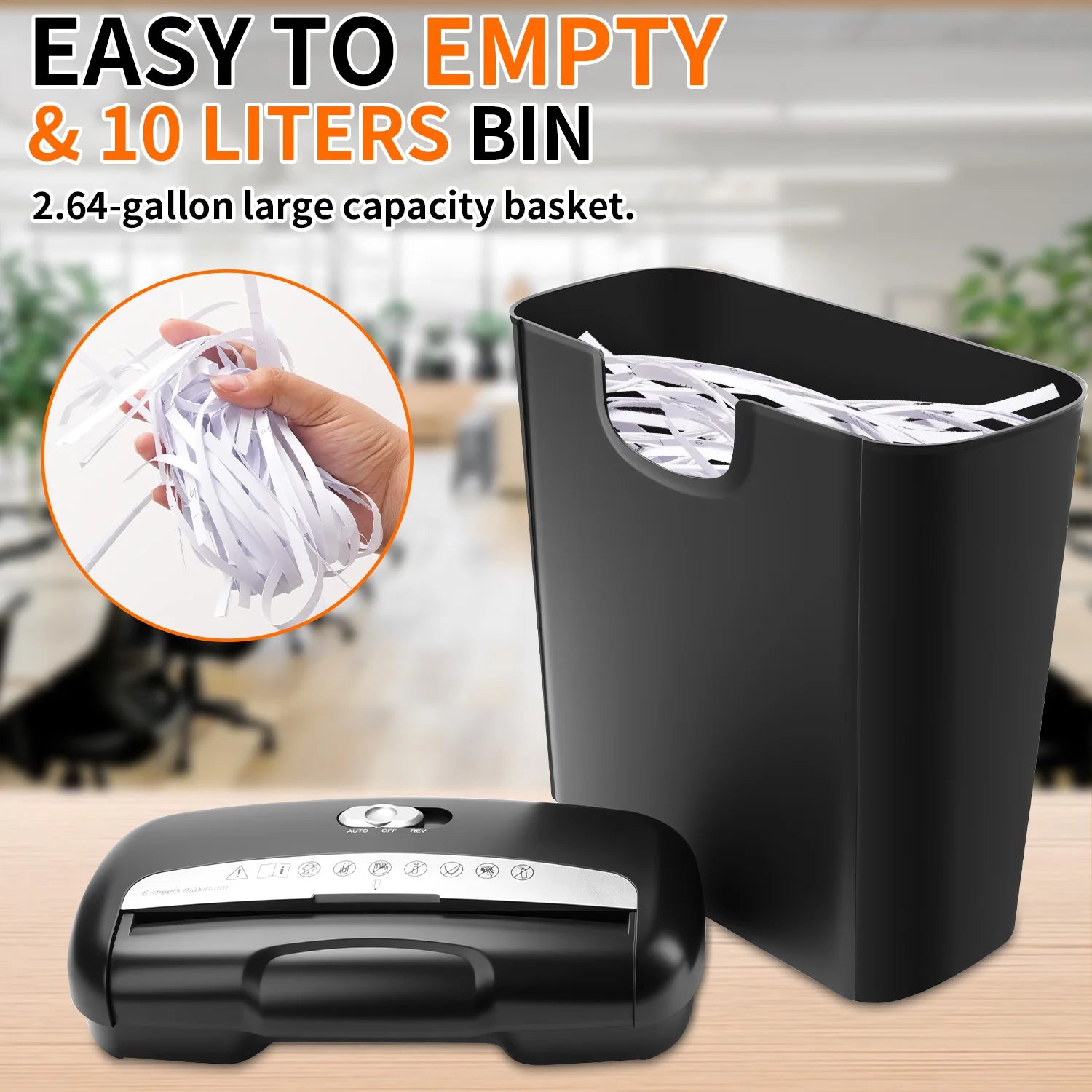 6-Sheet Cross Cut Paper Shredder for Office Study Living Room