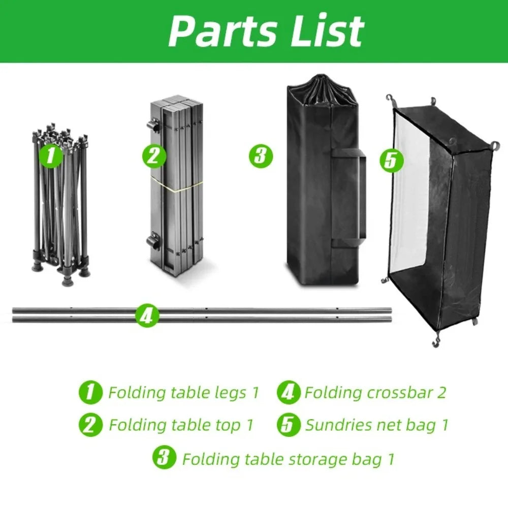 Portable Folding Table Camping Table Outdoor With Net Bag Black Camping Desk