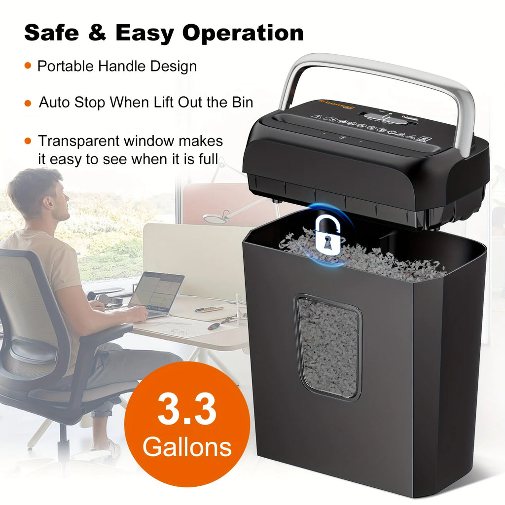 Paper Shredder with 3.4-Gallon Wastebasket for Home Office