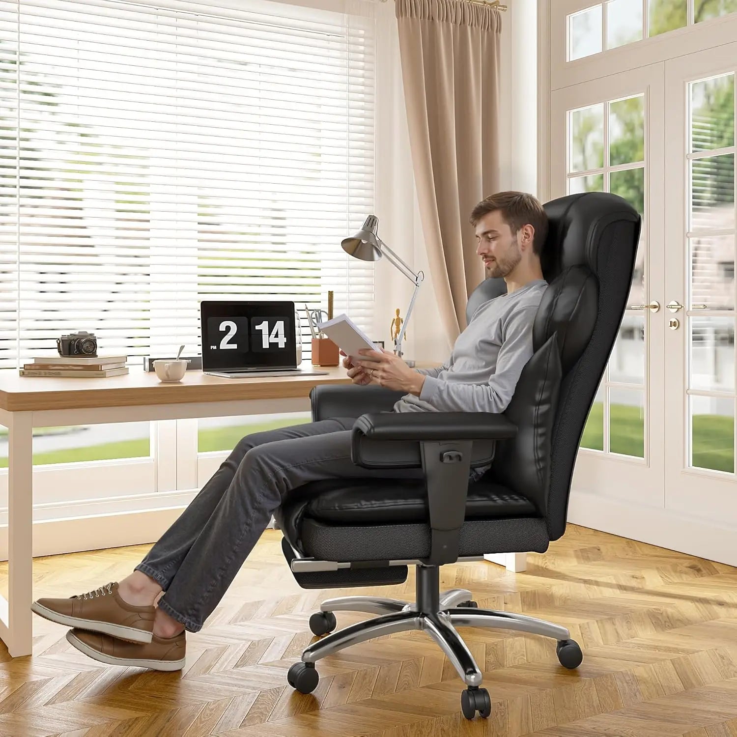 Office Chair with High Back, Big and Tall  with Foot Rest & Arms,