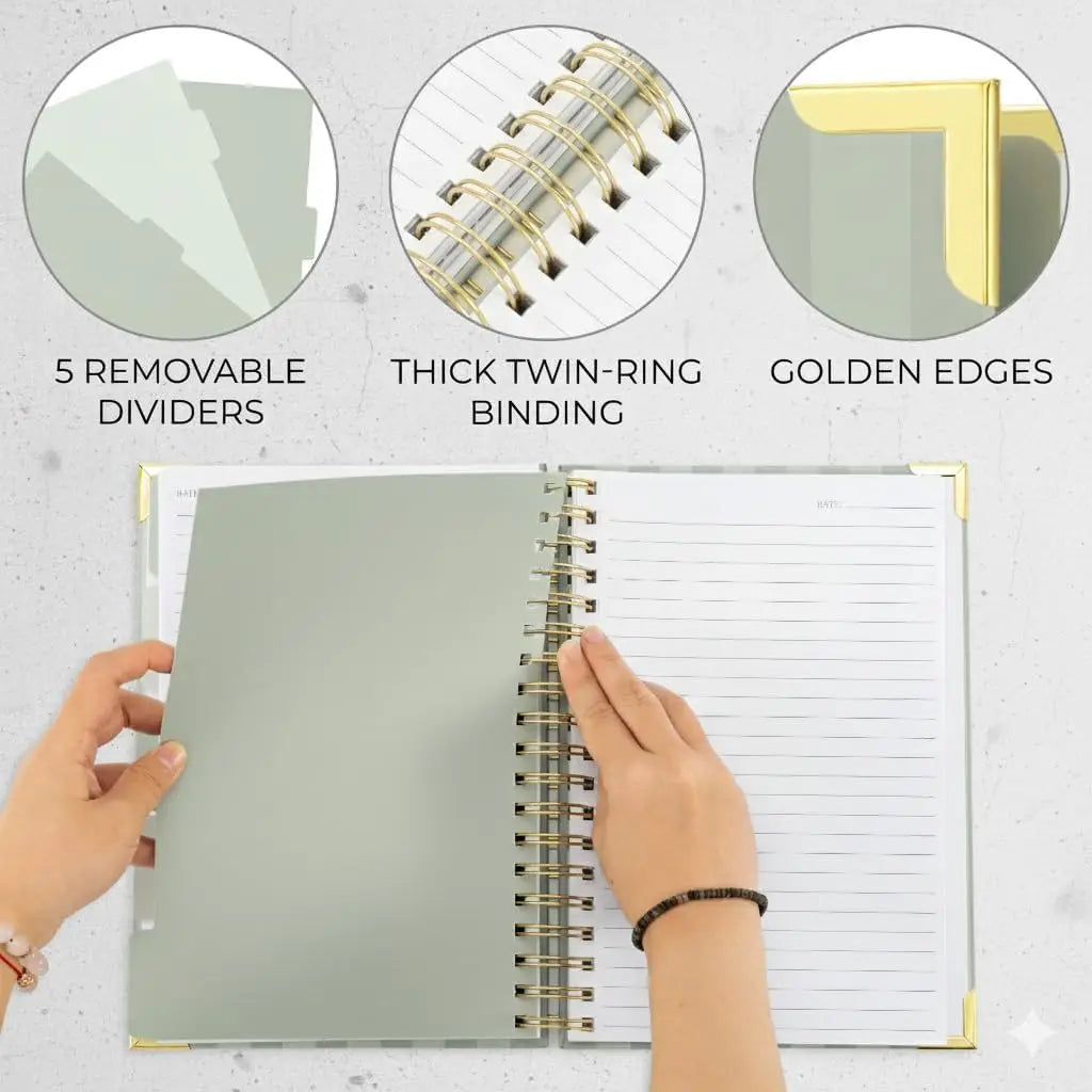 Thick Spiral Notebook with Tabs, Pages and Dividers