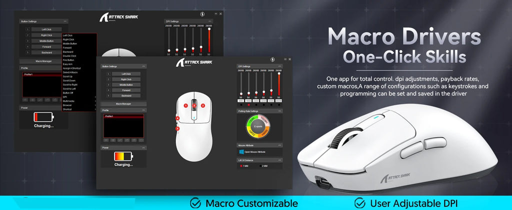 Wireless Gaming Mouse Sensor, Programmable Buttons