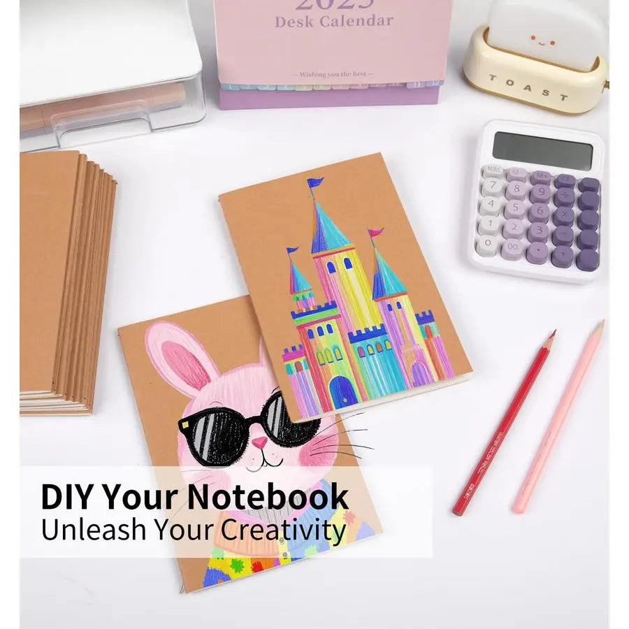 Pack A5 Ruled Lined Kraft Notebooks Bulk, Journaling Notebooks,