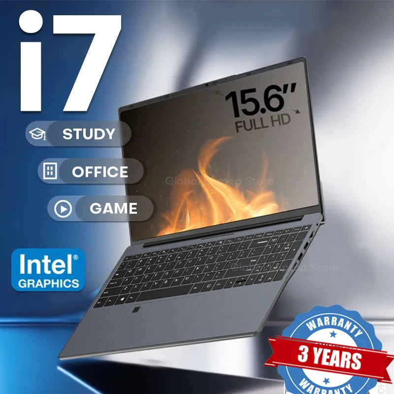 15.6" Ultra Slim Intel Core Computer Notebook PC Fingerprint Unlock Gaming