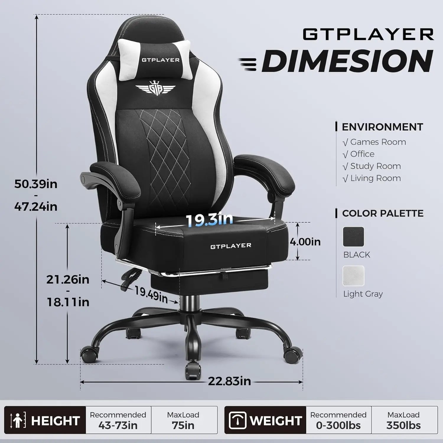 Large  Gaming Chair with Lumbar Support,