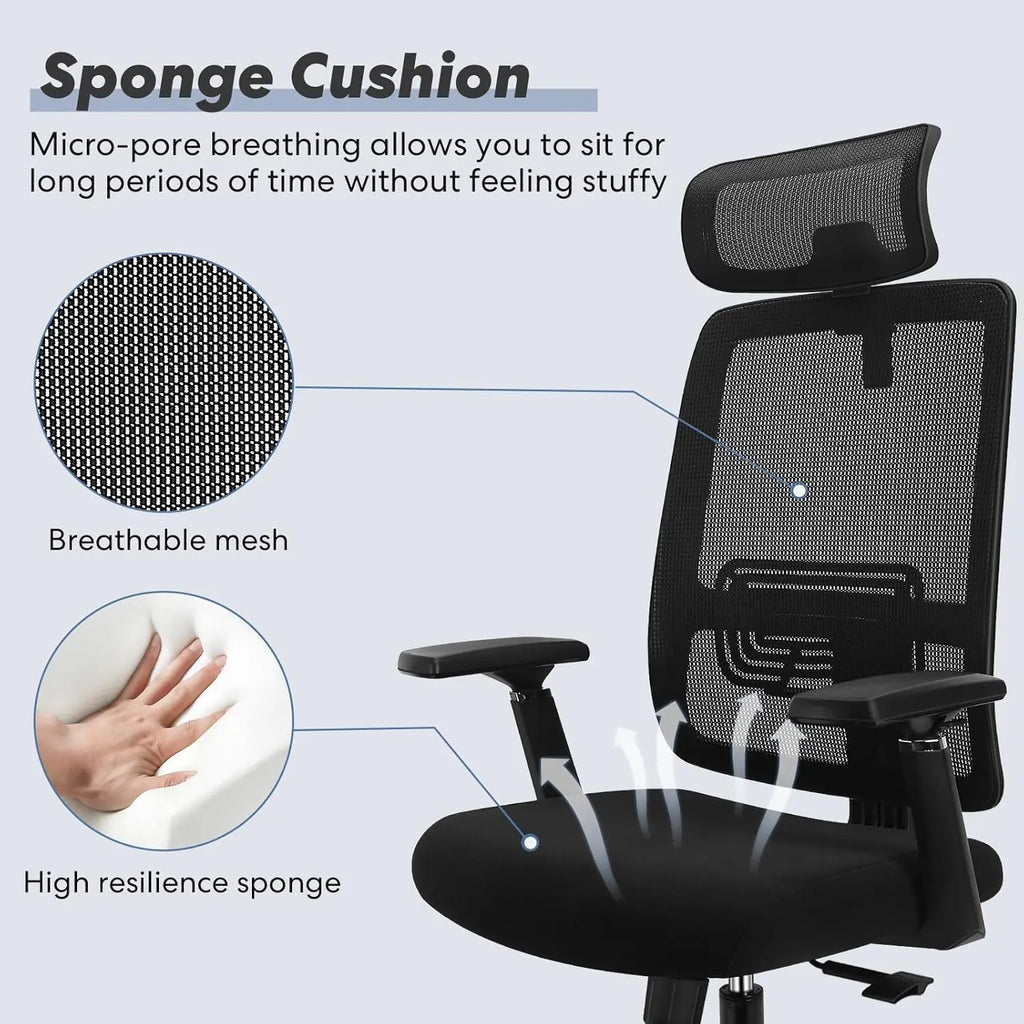 Lumbar Support Office Chair 120°Tilt  with Soft Flip Up Arms
