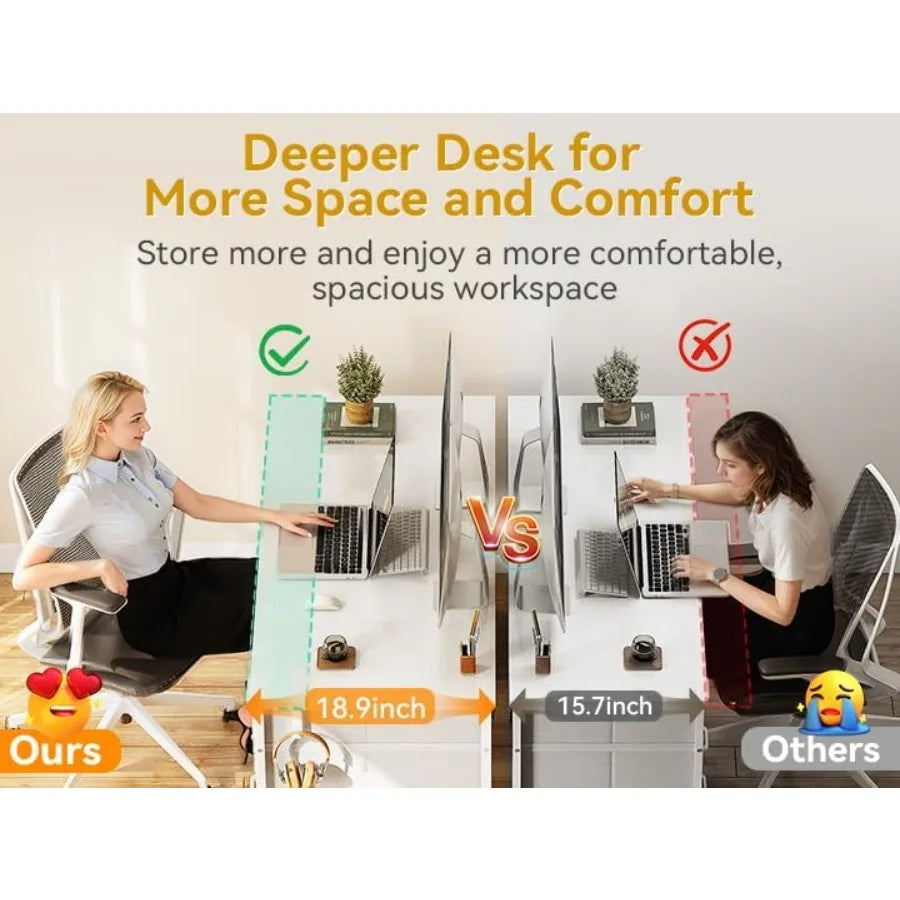 48 Inch White Computer Desk for Home Office and Gaming
