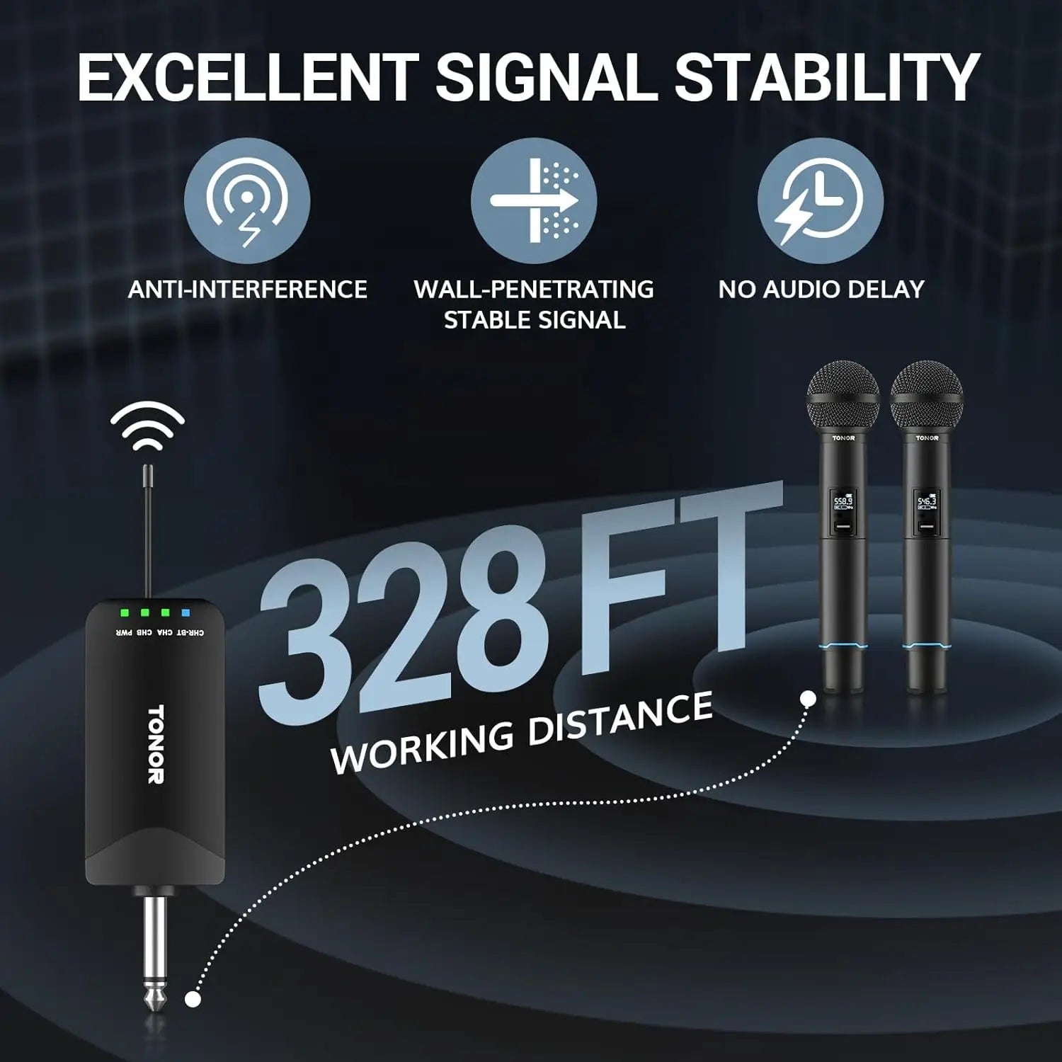 Rechargeable UHF Wireless Microphones,  Bluetooth  Mic System with Receiver,