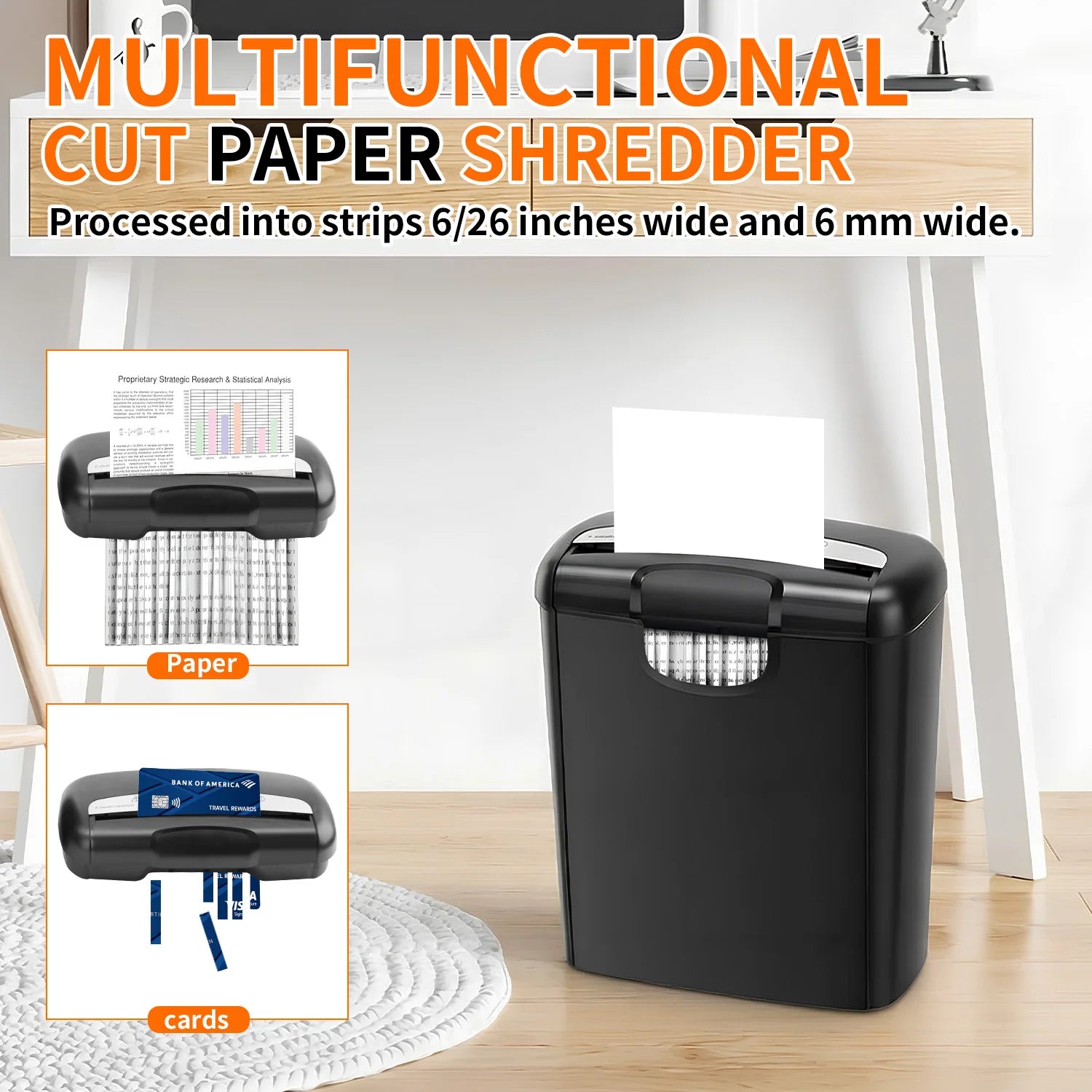 6-Sheet Cross Cut Paper Shredder for Office Study Living Room