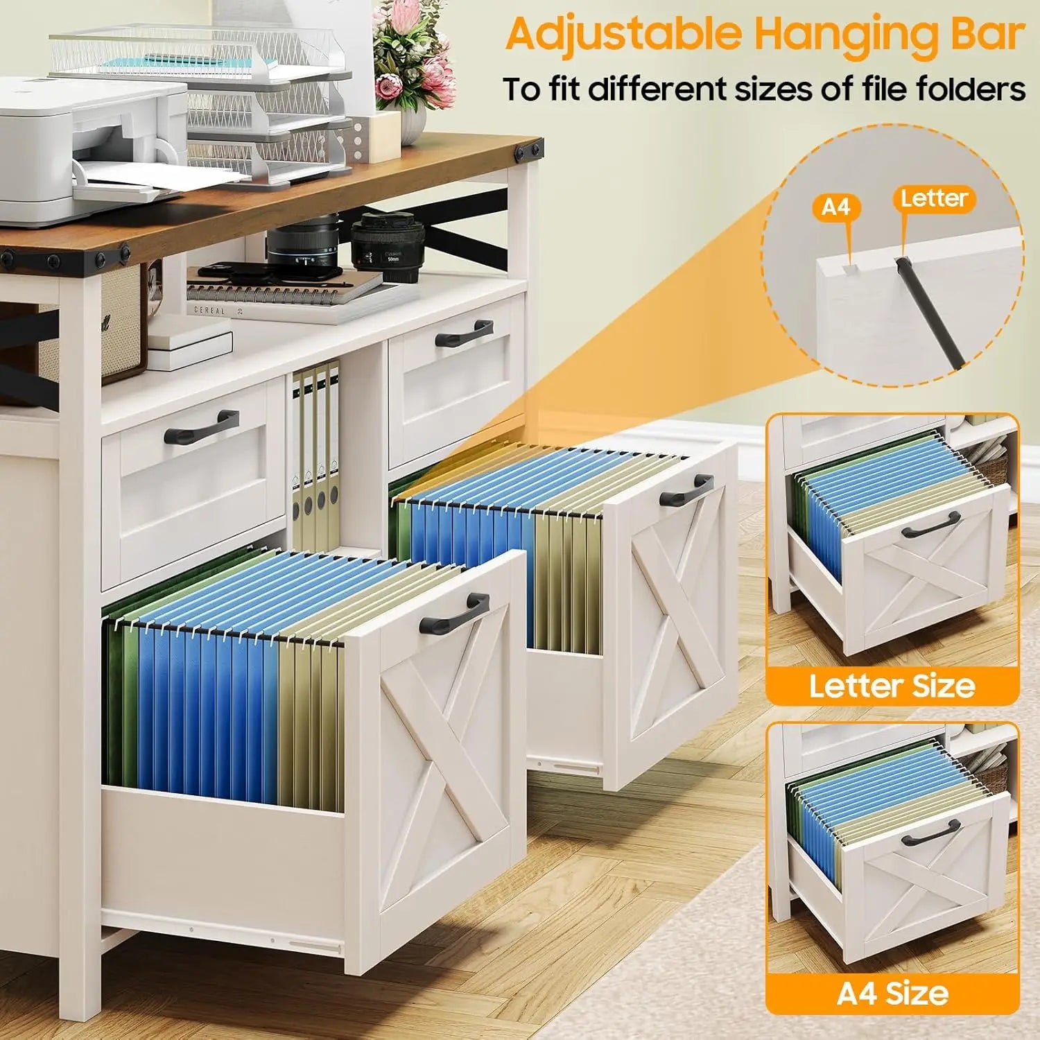 Filing  Storage Cabinets 4 Drawer with Adjustable Shelf,