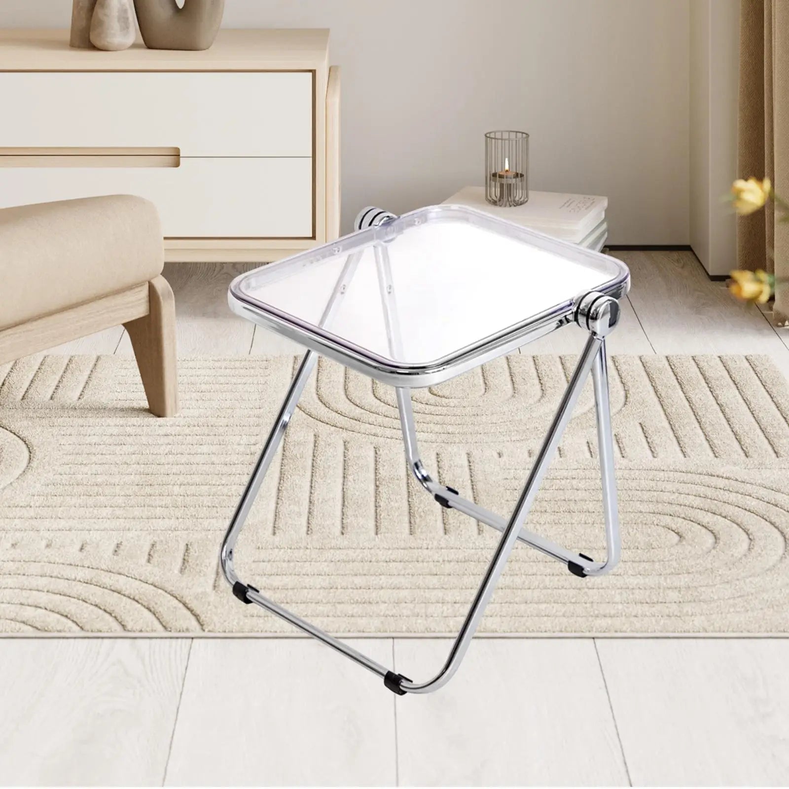 Acrylic Folding Tray Table Multipurpose Save Space Tiny Side Table  Dinner Tray Table for Home Dorm Apartment Office Bedroom