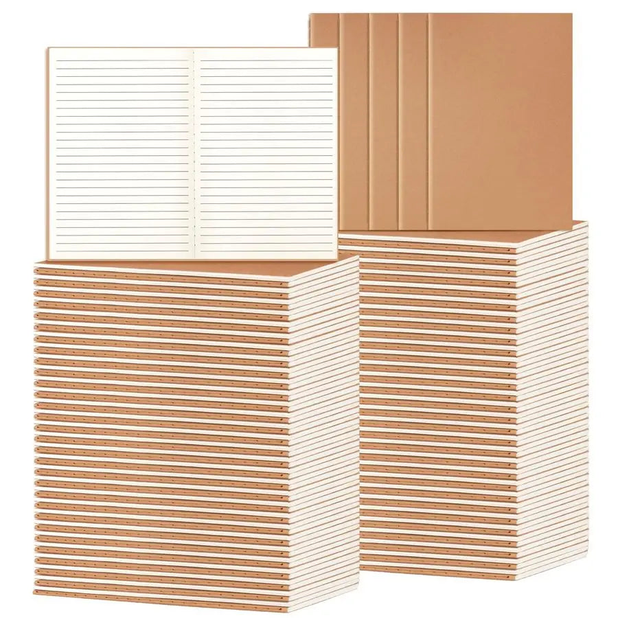 Pack A5 Ruled Lined Kraft Notebooks Bulk, Journaling Notebooks,