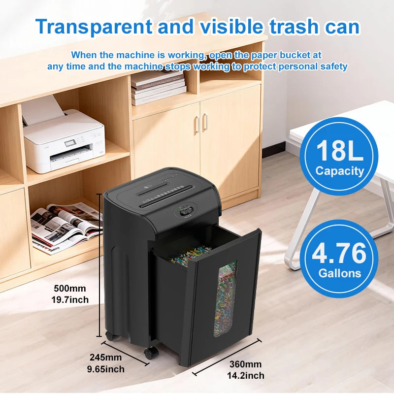 Paper Shredder, 16-Sheet Cross Cut with 4.76-Gallon Pull Out Basket,