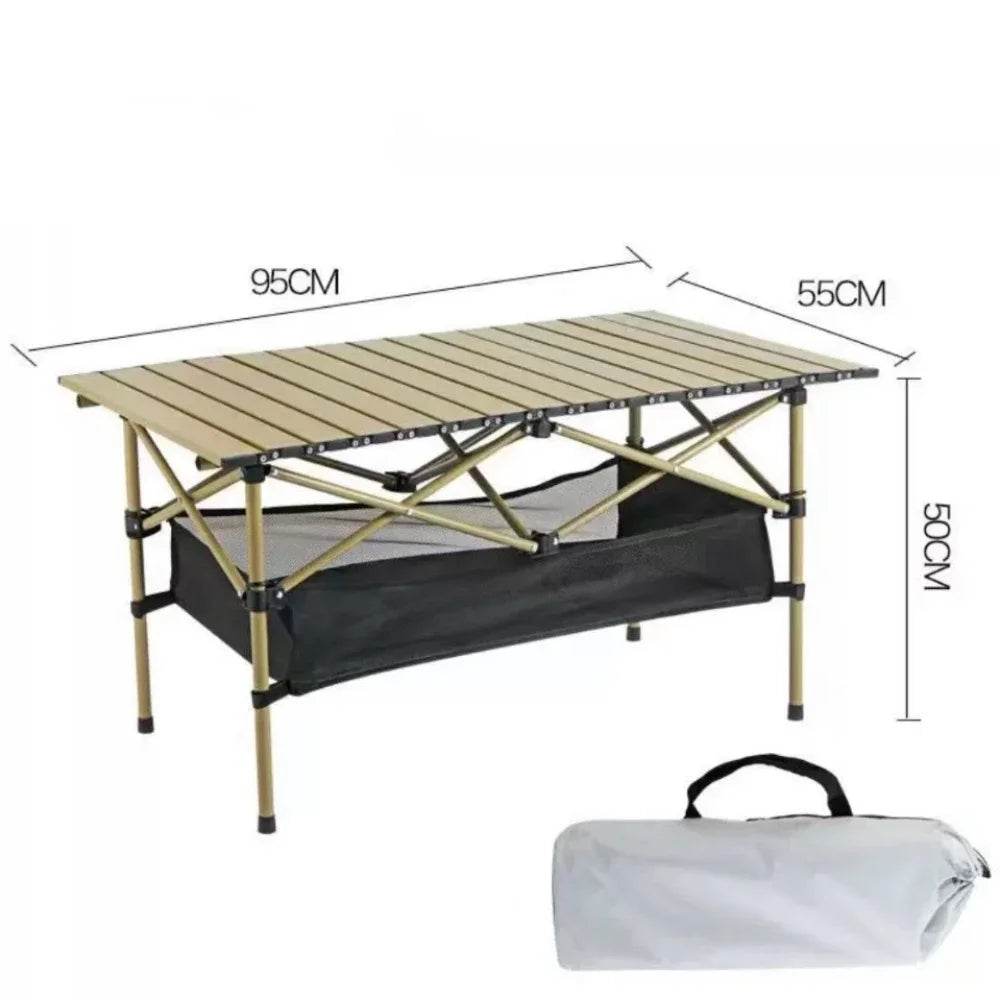 Portable Folding Table Camping Table Outdoor With Net Bag Black Camping Desk