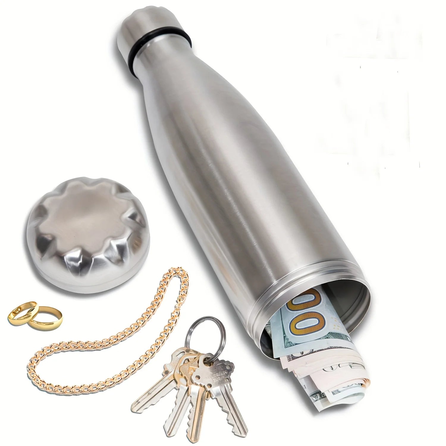 Water Bottle Stainless Steel Diversion Safe for Keys Cash and Valuables