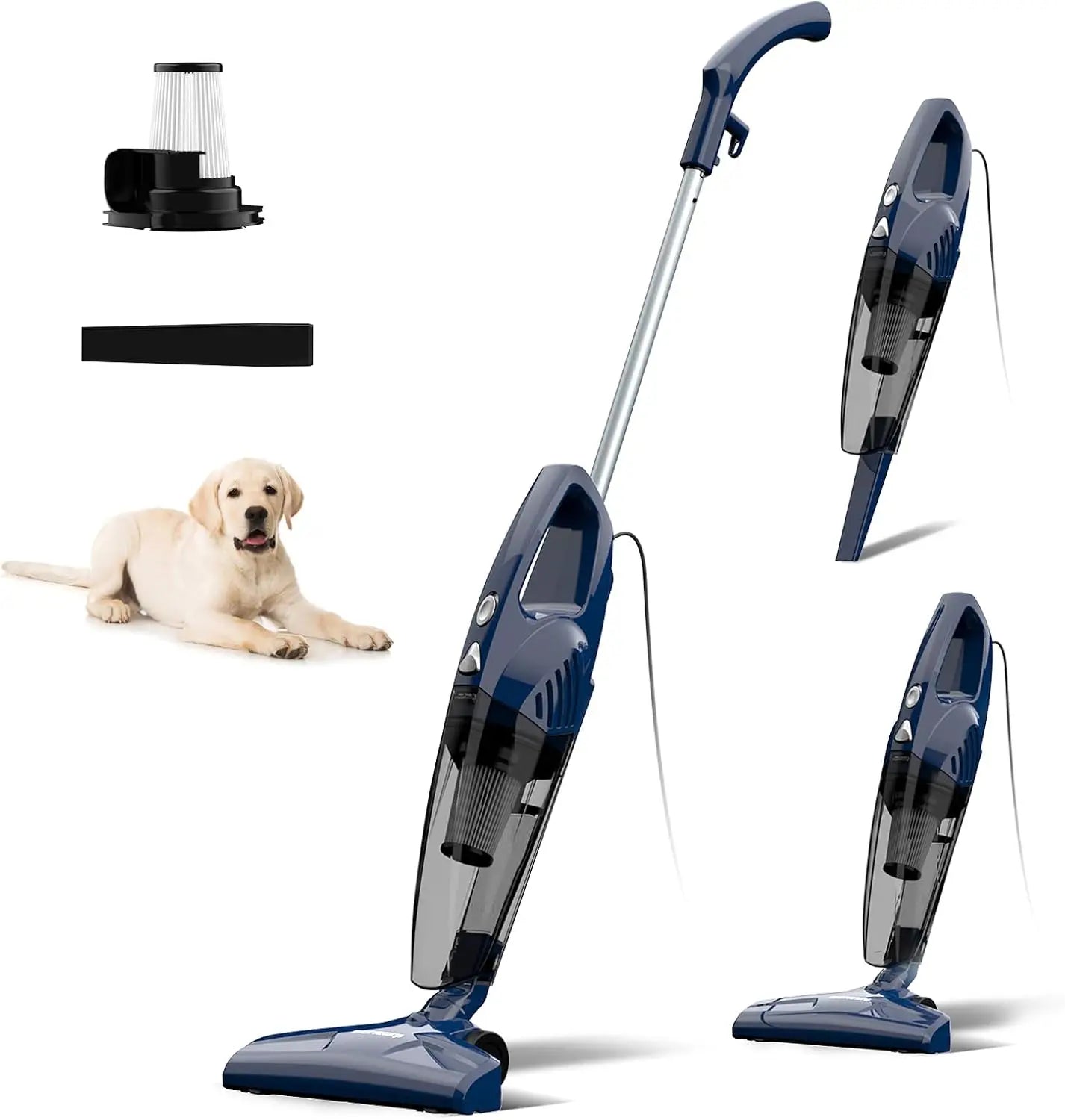 Corded Stick Vacuum for Hair & Hard Floors - Lightweight, 3-in-1