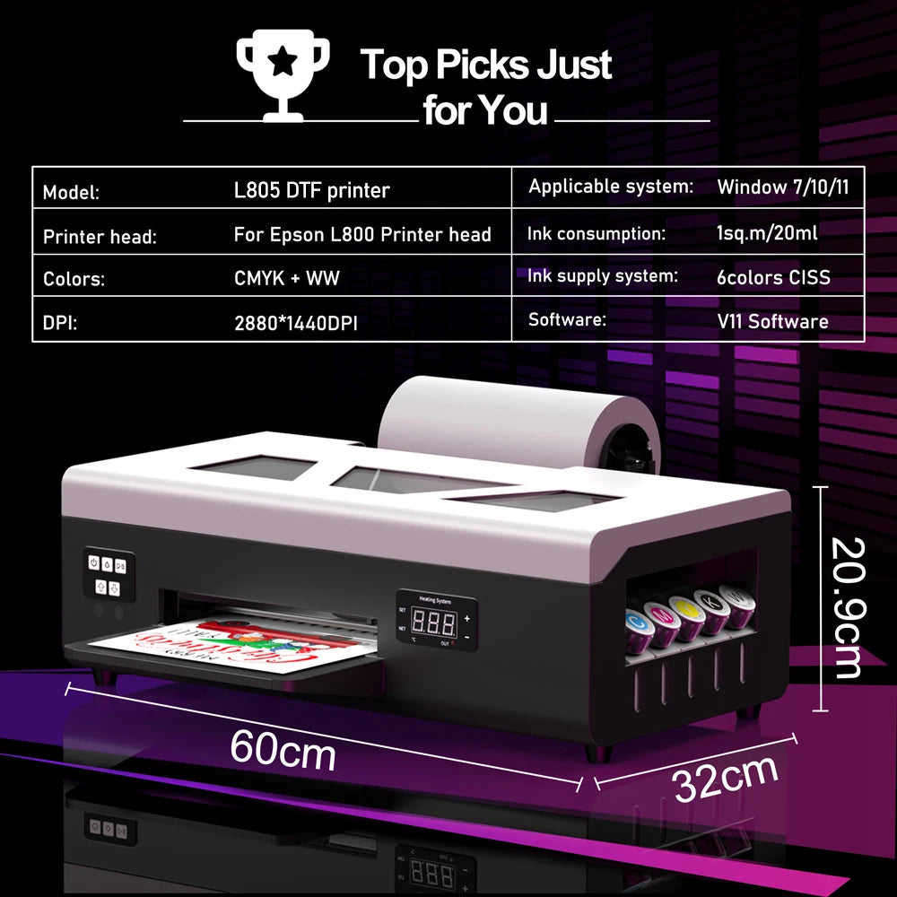 A3 DTF Printer/A3 XP600 DTF Printer/A4 L805 DTF Printer Printing Machine For T-shirt For Metal Wooden Direct Transfer Printer