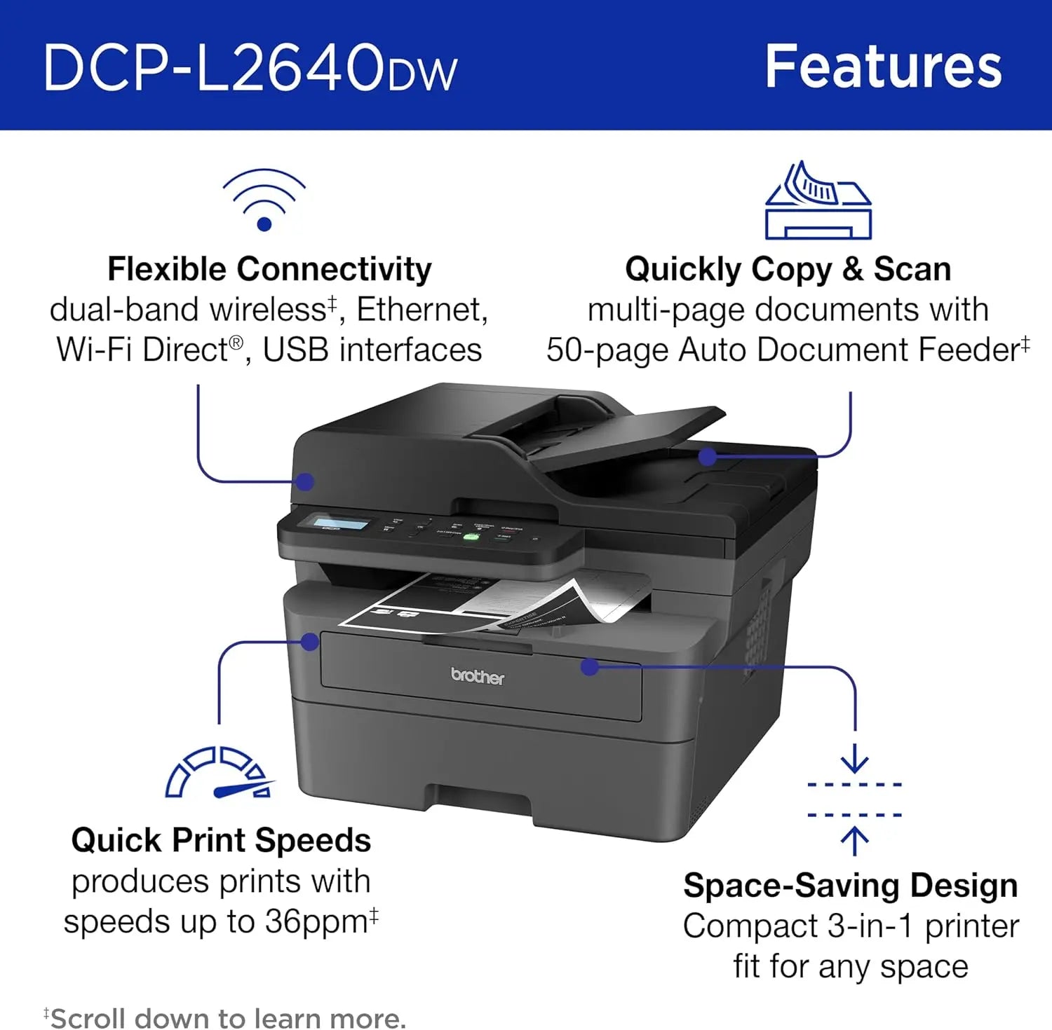 Wireless Multi-Function Laser Printer  Copy and Scan