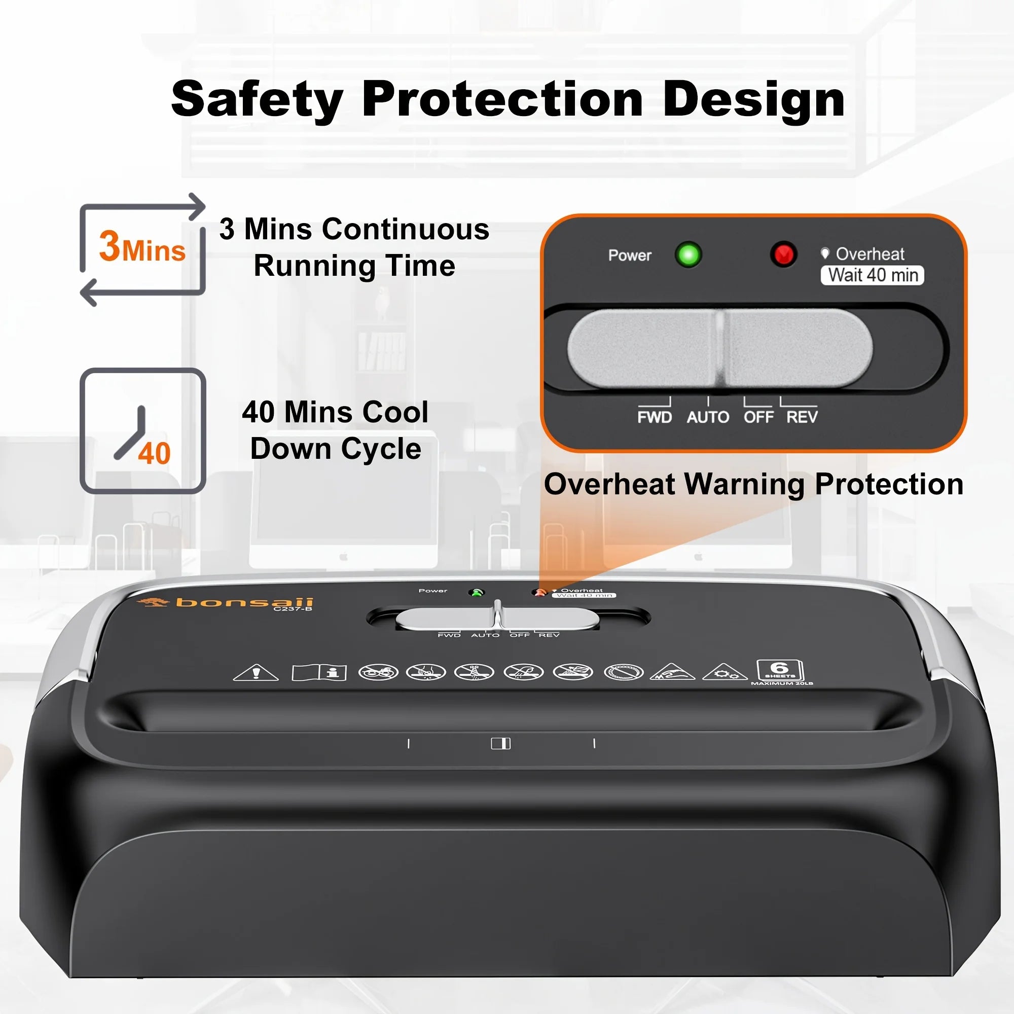 Paper Shredder with 3.4-Gallon Wastebasket for Home Office
