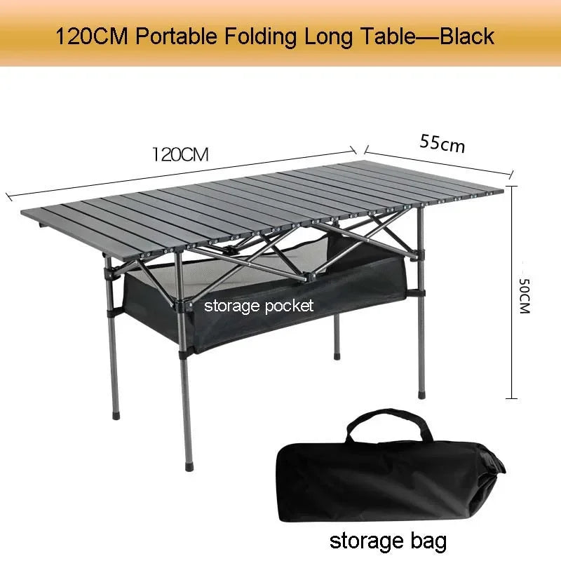 Portable Folding Table Camping Table Outdoor With Net Bag Black Camping Desk