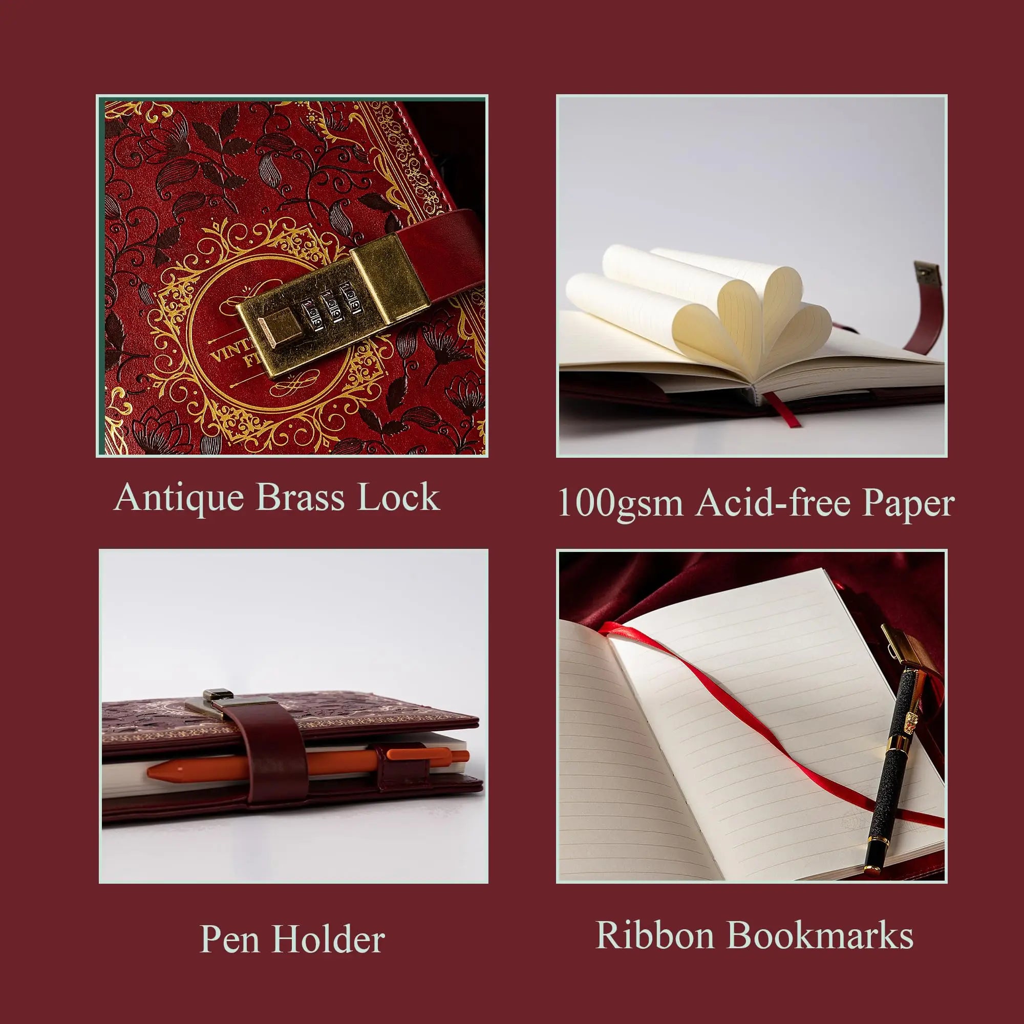 Retro Digital Password Notebook Journal with Lock Diary