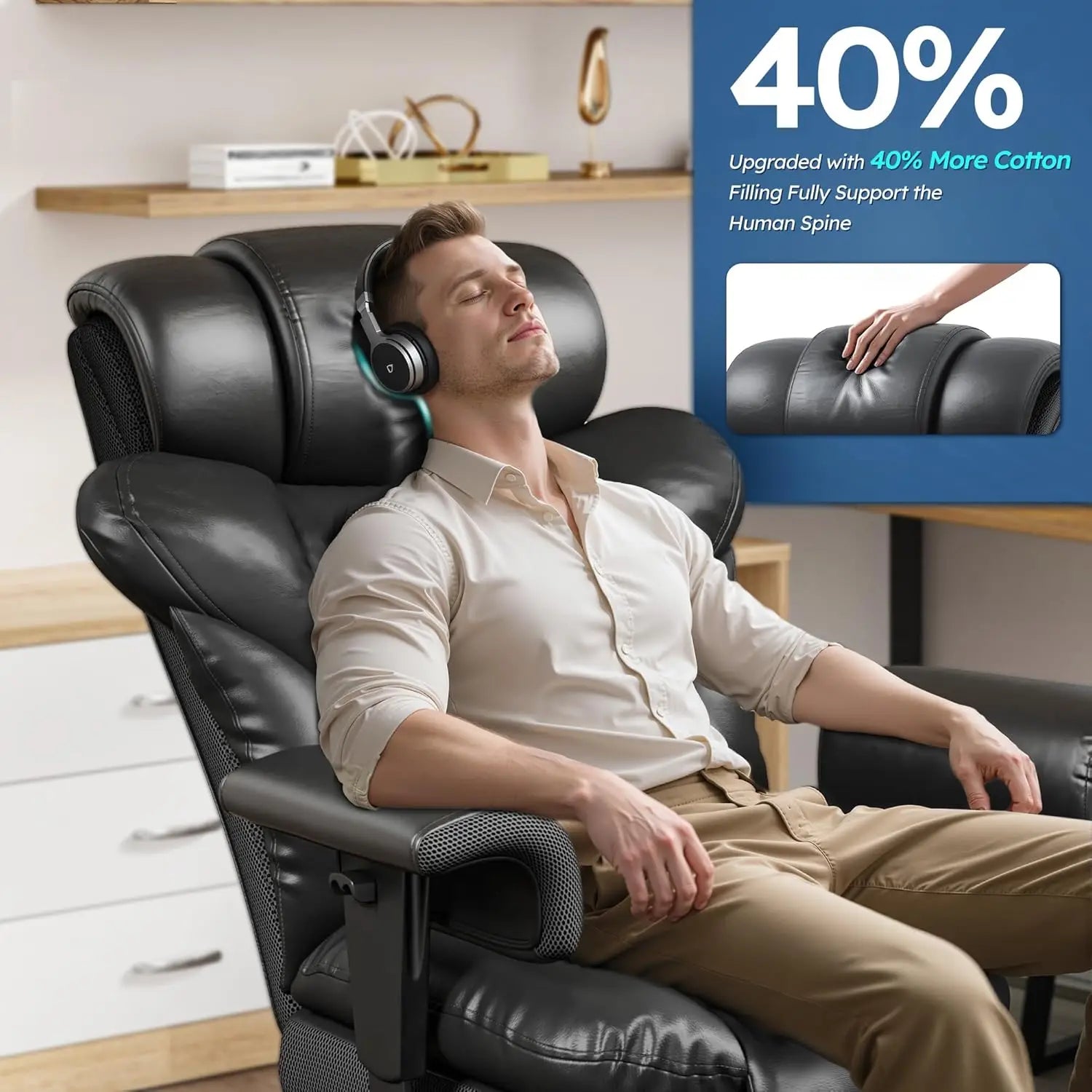 Office Chair with High Back, Big and Tall  with Foot Rest & Arms,